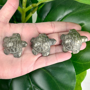 Rustic Pyrite Turtle Carving