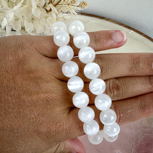 Sleek Selenite Bracelet - High-Quality Beaded Design