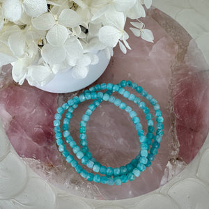 Serene Amazonite Faceted Small Beaded Bracelet - Tranquil Blue Hues