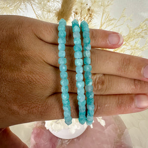 Serene Amazonite Faceted Small Beaded Bracelet - Tranquil Blue Hues