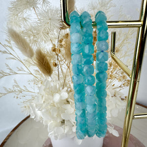 Serene Amazonite Faceted Small Beaded Bracelet - Tranquil Blue Hues
