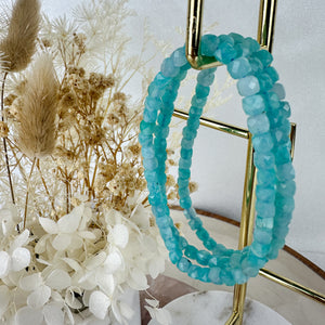 Serene Amazonite Faceted Small Beaded Bracelet - Tranquil Blue Hues