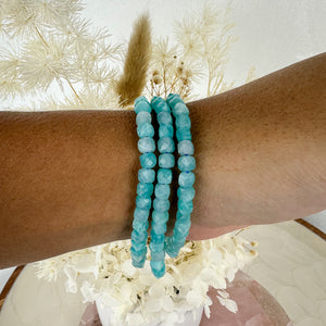 Serene Amazonite Faceted Small Beaded Bracelet - Tranquil Blue Hues