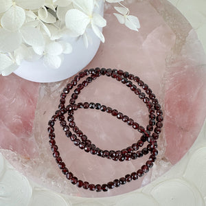 Radiant Red Garnet Mini Beaded Bracelet - High-Quality Faceted Gems