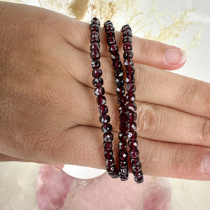 Radiant Red Garnet Mini Beaded Bracelet - High-Quality Faceted Gems