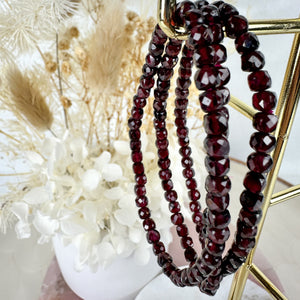 Radiant Red Garnet Mini Beaded Bracelet - High-Quality Faceted Gems
