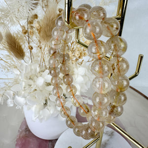 Golden Rutile Quartz Bracelet - Handcrafted Beauty