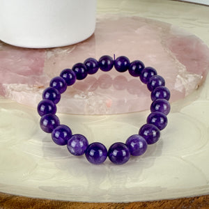 Handmade Amethyst Bracelet - 8mm Beads