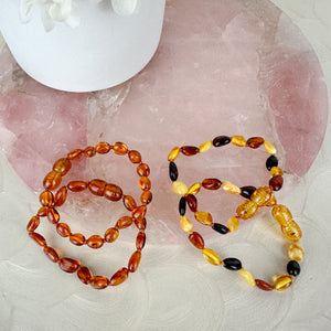 Baltic Amber Baby Bracelet - Natural Amber Jewellery (Choose Your Colour)