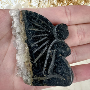Hand Carved Fairy with Quartz Druzy Wings - 41g