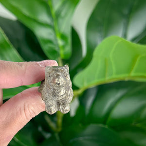 Rustic Pyrite Wolf Carving