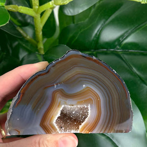 Large Polished Agate Base Slice with Natural Druzy Pocket