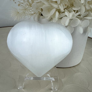 Intuitively Selected Satin Spar Selenite Heart - Beautiful Glow, 135g