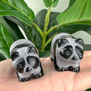 Obsidian Panda Carving – Hand-Carved Protection Totem (5cm)