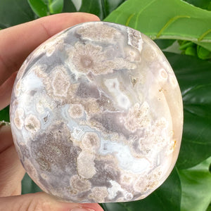 Polished Flower Agate Freeform with Druzy Pockets – 276g | Soothing Crystal from Madagascar