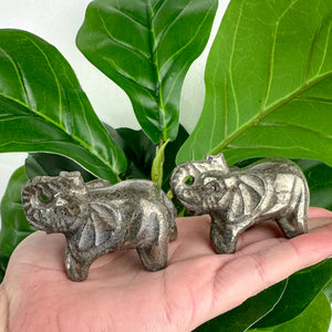 Large Solid Pyrite Elephant Carving 6cm