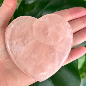 Polished Rose Quartz Heart with Rainbow | Self-Love & Gentle Healing Stone