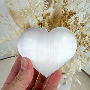 Intuitively Selected Satin Spar Selenite Heart - Beautiful Glow, 135g