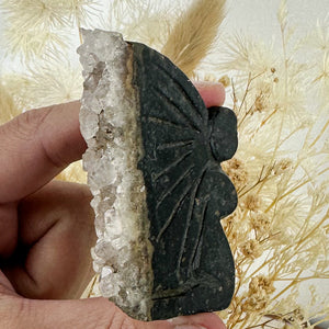 Hand Carved Fairy with Quartz Druzy Wings - 41g