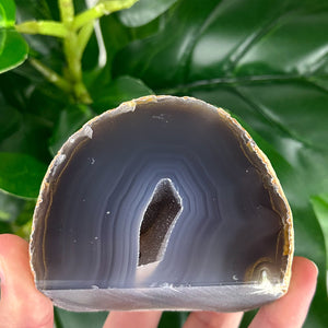 Polished Agate Base Cut with Deep Druzy Pocket