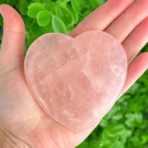 Polished Rose Quartz Heart with Rainbow | Self-Love & Gentle Healing Stone