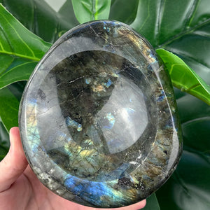 XL Labradorite Bowl Carving from Madagascar | Flash, Protection & Luxury Crystal Décor