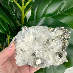 Large Quartz Cluster With Pyrite 409grams