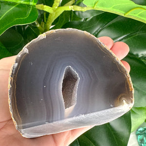 Polished Agate Base Cut with Deep Druzy Pocket