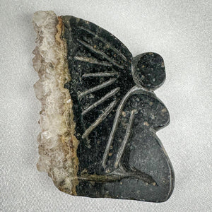 Hand Carved Fairy with Quartz Druzy Wings - 41g
