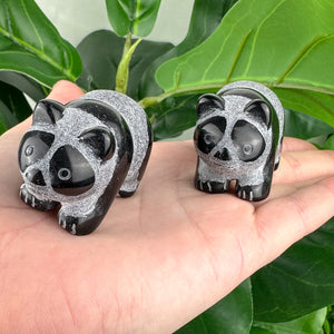 Obsidian Panda Carving – Hand-Carved Protection Totem (5cm)