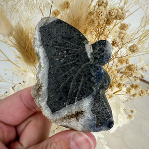 Hand Carved Fairy with Quartz Druzy Wings - 54g