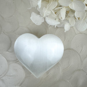 Intuitively Selected Satin Spar Selenite Heart - Beautiful Glow, 135g
