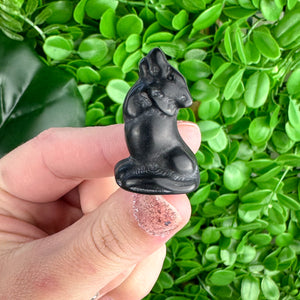 Obsidian Mini Wolf Carving