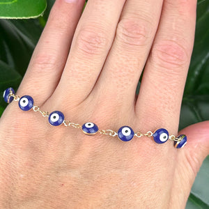 Evil Eye Bracelet | Gold Tone Protection Bracelet for Energy & Luck