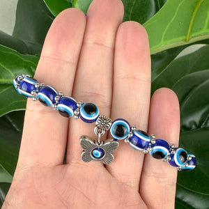 Evil Eye Bracelet with Butterfly Charm | Transformation & Protection