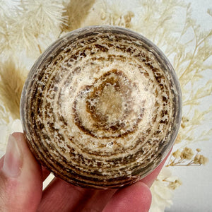 Peruvian Elegance: Aragonite Sphere of Harmony