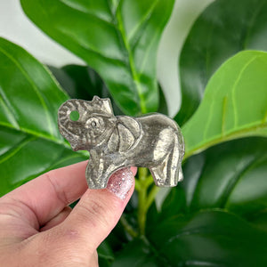 Large Solid Pyrite Elephant Carving 6cm