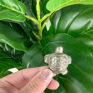 Rustic Pyrite Turtle Carving