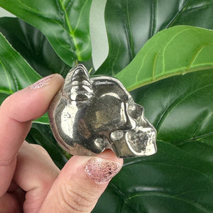 Solid Pyrite Skull With Horns