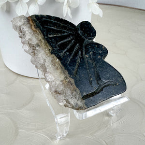 Hand Carved Fairy with Quartz Druzy Wings - 41g
