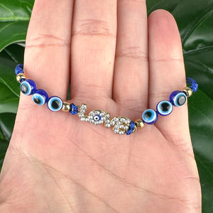 Adjustable Evil Eye Bracelet | Love Charm | Protection & Heart Energy