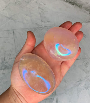 Angel Aura Rose Quartz Palm Stone