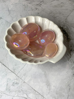 Angel Aura Rose Quartz Palm Stone
