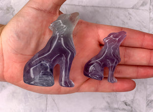 Fluorite Wolf Crystal Carving