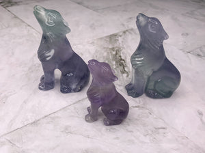 Fluorite Wolf Crystal Carving