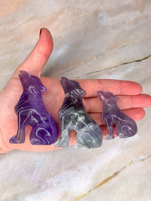 Fluorite Wolf Crystal Carving