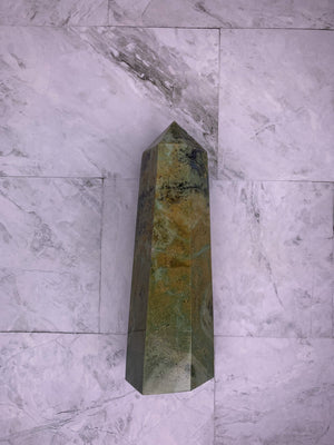 XL Natural Moss Agate Tower