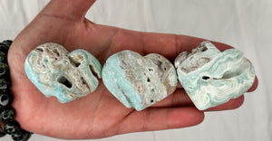 Blue Caribbean Calcite Heart Carving: Embrace Serenity with Blue Aragonite