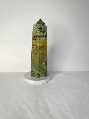 XL Natural Moss Agate Tower