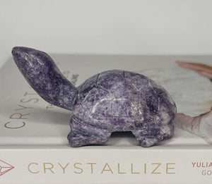 Large Mica Lepidolite Turtle Carving - Healing Crystal